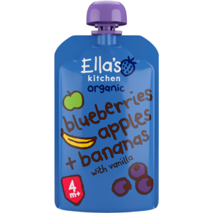 Ellaâs Kitchen Babymos Blåbær, Æble, Banan, Vanilje 4 Mdr (120 g)